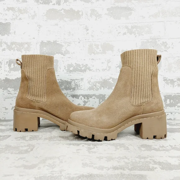 NEW Steve Madden Shoes Hayle Sand Suede Heeled Ankle Chelsea Boots i107 - Picture 6 of 10